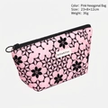 Pink quilted fabric makeup bag with star patterns and zipper closure, 23x8x12cm - Hexagonal Bag / Pink