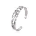 Polished stainless steel open cuff bracelet with intricate Celtic knot cutout design - Steel