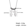 Polished silver boy and girl pendant necklace with beads on a fine link chain - Boy Girl