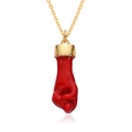 Collier doré avec pendentif en pierre naturelle rouge en forme de poing sur fond blanc - Style Rouge (c660)