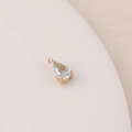 Detail of light blue pear cut zircon charm with gold-plated setting for jewelry making - Sky Blue (12#)