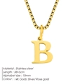 14K gold plated stainless steel box chain necklace with letter B pendant - Letter B / Gold