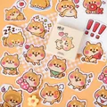 Cute Shiba Inu cartoon stickers set in a beige box with diverse dog facial expressions - Shiba Inu World