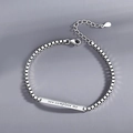 Minimalist silver couple bracelet with a rectangular charm engraved with you complete me - You Complete Me Women's Bracelet