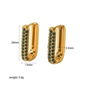 Orecchini a U in acciaio dorato con cristalli verdi, misura 20x13mm, peso di 5,0g - Stile Oro Zircone Verde (TE6372-GN-G)