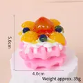 Pink waffle cake keychain with berry toppings measuring 5.0cm height and 4.0cm width - Gold Bead Chain / 031 Pink Waffle Cake