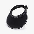 Women's black ice silk sun visor with white stripe trim and ANDIFASHION logo detail - Adjustable / Black