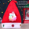 LED Christmas hat with velvet fabric and sequined Santa Claus pattern, 36cm height - Light Up Patch Hat - Santa Style - With LED