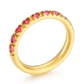 Pink heart-cut zirconia eternity band ring in polished gold-plated stainless steel - US 7 / Gold Band with Pink Heart Zirconia (KR104547-K)