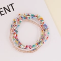 Bohemian multilayer seed bead and crystal tassel bracelet with gold accents on white base - Camo Transparent (Style 5)