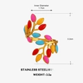 Adjustable stainless steel ring with colorful enamel leaves and gold plating finish - Colorful Leaves