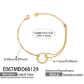 Detail van de 18k vergulde dubbele kettingarmband met nauwkeurige afmetingen getoond - 15+5cm(E067) / Goud