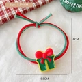 Christmas hair scrunchie with green gift box charm and red bow, 5.5cm size - 3# Bicolor Hair Tie - Christmas Gift Box