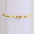 18k gold cube initial A beaded elastic bracelet with sparkling zircon stones - Letter A