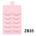 Natural look 5 pairs false eyelashes ZB35 model on pink tray for daily makeup look - ZB35 Fishing Line Stem - 5 Pairs