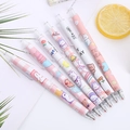 Set of 7 cute cartoon retractable 0.5mm gel pens in pink and purple pastel colors - 0.5mm-Single Price / Kara Bear Style