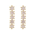 Detailed close-up of golden earrings featuring five sparkling round-cut cubic zirconia gems - Gold Long Bar 1 Pair