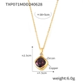 Elegant gold chain necklace featuring a square purple zircon pendant for women - Gold Dark Rose Zircon Necklace