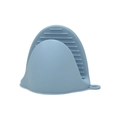 Gray-blue silicone heat resistant oven mitt with non-slip texture and hanging loop - Nordic Blue