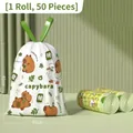 Scented wormwood drawstring trash bags with Capybara print and 45x45cm dimensions - Double Sided Thickening 2.0 Mil / Wormwood Capybara-50 Pcs-45x45cm