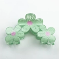 Schattige groene bloem haarklem met roze hart in snoepkleurige graffiti-stijl - Groot 9.5cm / Groen