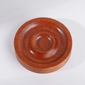 Round red-brown solid wood display base for bracelets with a double-layered design - Round Red Walnut Clear Varnish