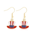 Zinc alloy Uncle Sam hat earrings with red, white, and blue enamel American flag theme - Style 22-Uncle Sam Hat Star and Stripes Earrings