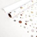 White gift wrapping paper with gold foil polka dots and diverse geometric patterns - Gold Foil Stamped Circles; 43CM*3M