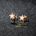 Minimalist gold star stud earrings in polished stainless steel, 0.7cm diameter - 007 Rose Gold Star