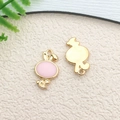 Niedlicher Hasenanhänger aus Metall mit rosa Detail in Goldoptik für DIY-Bastelarbeiten - 1 Stk. Rosa Hase