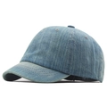 Short brim baseball cap in light blue denim with vertical white stripes and soft crown - Light Blue Stripes