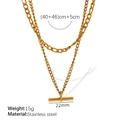 Collier double couche en acier inoxydable doré avec fermoir OT et dimensions - XL302 Collier Doré