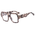 Retro square oversized tortoiseshell leopard print sunglasses with clear lenses - Tortoise Shell Frame