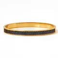 Bracelet jonc en acier inoxydable doré orné de zircons noirs rectangulaires pour femme - Or Noir Zircone