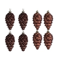 Set of 8 metallic pine cone Christmas ornaments in bronze and brown finishes with silver loops - Set of 8 / Coffee