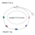 Silver bracelet with colorful teardrop zircons including green, pink, purple, and blue stones - Steel Color With Colorful Zirconia