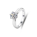 Close-up of S925 sterling silver stamp and 1 carat six-prong moissanite ring setting - Adjustable Open / Classic Six-Prong Style (FDJZ-013)