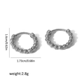 Silver twisted beaded hoop earrings in stainless steel with 1.6cm diameter size details - Silver Large Beaded Style (TE6319-17-S)