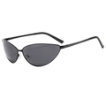 Occhiali da sole cat-eye neri con montatura sottile in metallo e lenti scure - Montatura Nera Lenti Grigio Nero
