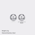 Minimalist 6mm silver stainless steel ball stud earrings with polished sphere design - 6mm / Steel