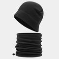 Winter thermal fleece hat and neck warmer set for outdoor windproof protection in black - Grey 2-Piece Set