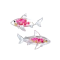 Mini shark resin charm with pink gold foil glitter for DIY jewelry accessories - Red Shark