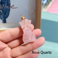 Rose Quartz pendant necklace featuring a feminine torso wrapped in gold wire - Rose Quartz/Metal / 4cm Rose Quartz