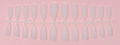 Detailed top view of 24 pieces of matte white almond press-on nails on a plastic frame - Matte White (SDM-14)