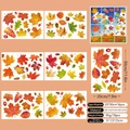 6-sheet set of autumn maple leaf and acorn static window clings with double-sided printing - Thanksgiving Maple Leaves 6-Sheet Set