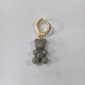 Gummy bear earrings with grey resin pendant and gold hoop encrusted with small zircons - Gray