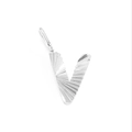 Silver V-letter pendant with radial pleated texture and polished metallic finish - Letter V / Steel Color