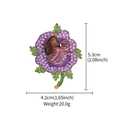 Elegant purple rose brooch with water-drop brown stone measuring 5.3cm x 4.2cm - XD825009 Purple Gem Flower