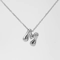 Polished silver bubble initial M pendant necklace in 3D liquid metal style titanium steel - Silver-Letter M