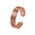 Detail of red copper magnetic ring featuring vintage embossed vine patterns and inner magnets - Red Copper-2 Magnets